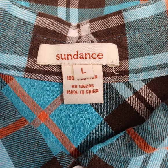 Sundance Hayden Creek Blue Plaid Flannel Peplum Top Plaid Size Large - Picture 4 of 15